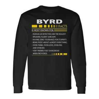 Byrd Name Byrd Facts Long Sleeve T-Shirt - Seseable