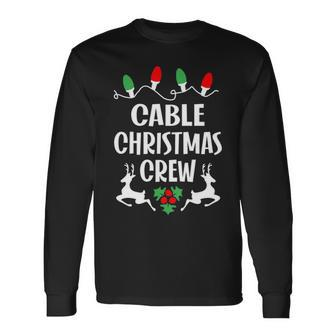 Cable Name Christmas Crew Cable Long Sleeve T-Shirt - Seseable
