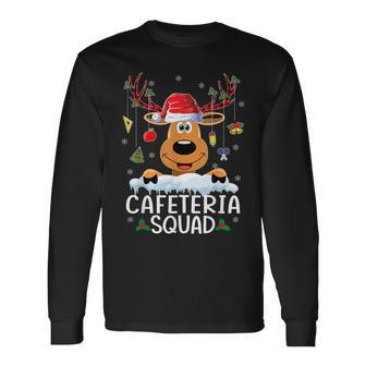 Cafeteria Squad Reindeer Santa Hat Christmas Family Long Sleeve T-Shirt - Seseable