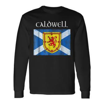 Caldwell Scottish Clan Name T Lion Flag For Lion Lovers Long Sleeve T-Shirt | Mazezy