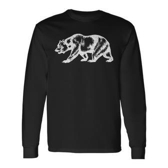 California Grizzly Bear State Flag Cali Republic Long Sleeve T-Shirt | Mazezy