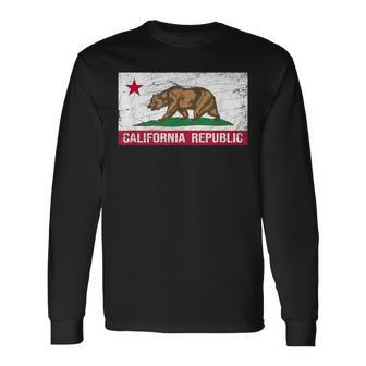 California Republic Flag Ca Distressed Classic Long Sleeve T-Shirt | Mazezy