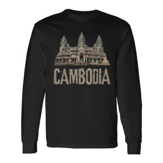 Cambodia Angkor Wat Khmer Historical Temple Long Sleeve T-Shirt | Mazezy
