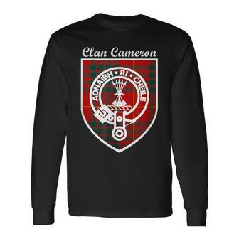 Cameron Surname Scottish Clan Tartan Crest Badge Long Sleeve T-Shirt | Mazezy