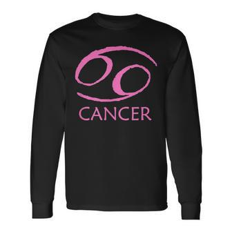 Cancer Zodiac Sign Pink Symbol Stars June July Birthday Long Sleeve T-Shirt | Mazezy UK