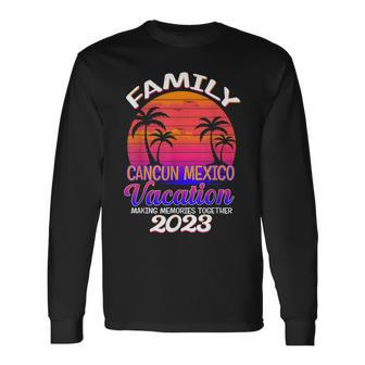 Cancun Vacation 2023 Matching Holiday Retro Beach Long Sleeve T-Shirt - Seseable