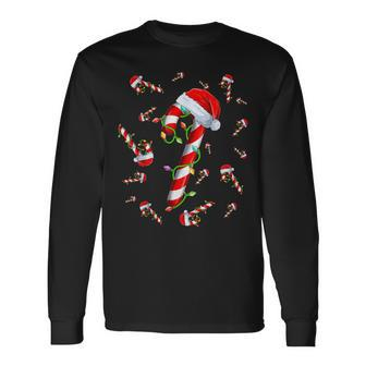 Candy Cane Merry And Bright Red And White Candy Christmas Long Sleeve T-Shirt - Monsterry UK