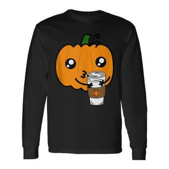 Cannibalism Pumpkin Spice Latte Scary Pumpkin Cannibal Long Sleeve T-Shirt T-Shirt | Mazezy