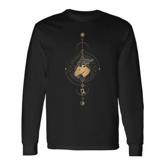 Capricorn Zodiac Symbol Cosmic Cool Astrology Lover Long Sleeve T-Shirt | Mazezy