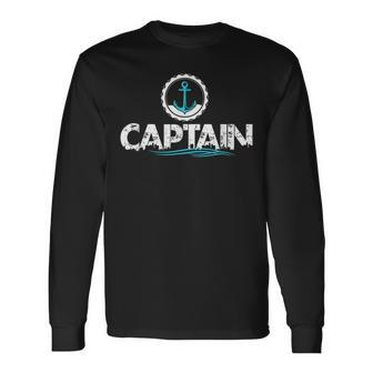 Captain Anchor Boating Sailing Long Sleeve T-Shirt | Mazezy