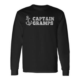 Captain Gramps Sailing Boating Vintage Boat Anchor Long Sleeve T-Shirt | Mazezy