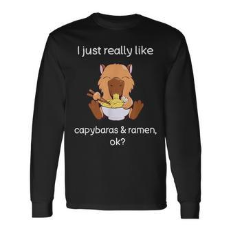 Capybara Ramen Lover Capybaras And Ramen Long Sleeve T-Shirt | Mazezy