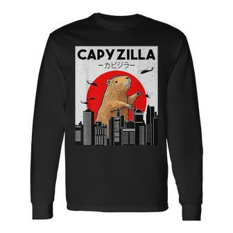 Capyzilla Capybara Japanese Sunset Rodent Animal Lover For Capybara Lovers Long Sleeve T-Shirt | Mazezy