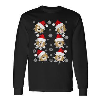 Cat Face Expression Ugly Christmas Sweater Long Sleeve T-Shirt - Monsterry