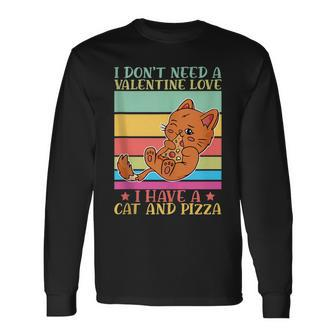 Cat And Pizza Italian Food Pizzaholics Pizza Lover Long Sleeve T-Shirt T-Shirt | Mazezy