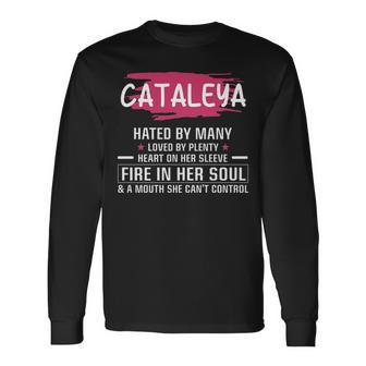 Cataleya Name Cataleya Hated By Many Loved By Plenty Heart Her Sleeve Long Sleeve T-Shirt - Seseable