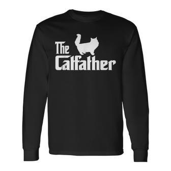 The Catfather Persian Cat Lover Father Cat Dad Long Sleeve T-Shirt T-Shirt | Mazezy
