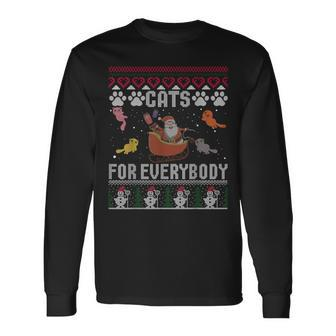 Cats For Everybody Christmas Cute Cat Lover Ugly Sweater Long Sleeve T-Shirt | Mazezy