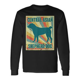 Central Asian Shepherd Dog Vintage Style Silhouette Long Sleeve T-Shirt | Mazezy