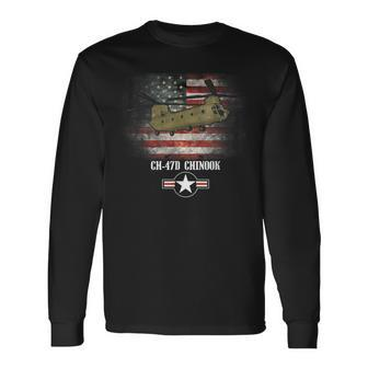Ch47d Chinook Combat Air Force Veteran Usa Flag Long Sleeve T-Shirt T-Shirt | Mazezy