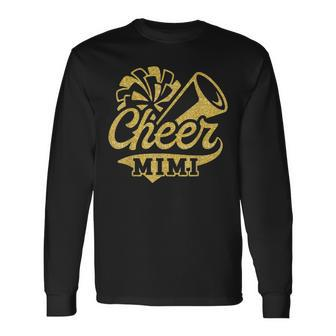 Cheer Mimi Biggest Fan Cheerleader Black Yellow Gold Pom Pom Long Sleeve - Seseable