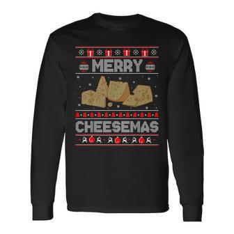 Cheese Tasting Christmas Merry Cheesemas Ugly Sweater Long Sleeve T-Shirt - Monsterry DE