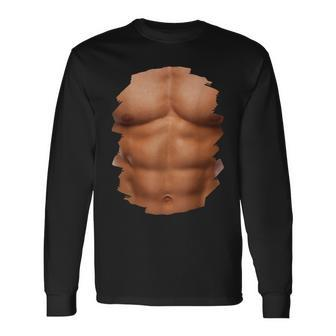 Chest Six Pack Muscles Bodybuilder 6 Abs Gym Present Long Sleeve T-Shirt - Seseable