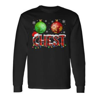 Chestnuts Matching Couples Christmas Lights Nuts Chest Long Sleeve T-Shirt - Seseable