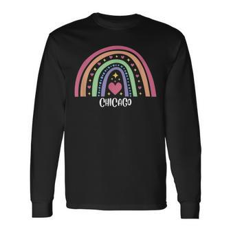 Chicago Illinois Il Us Cities Gay Pride Lgbtq Long Sleeve T-Shirt T-Shirt | Mazezy