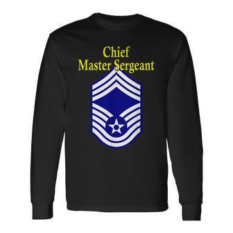 Chief Master Sergeant Air Force Rank Insignia Long Sleeve T-Shirt | Mazezy