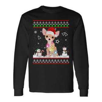 Chihuahua Christmas Dog Light Ugly Sweater Short Sleeve Long Sleeve T-Shirt - Seseable