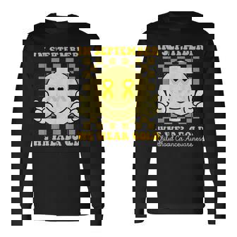 Childhood Cancer Awareness Face In September We Wear Gold Long Sleeve T-Shirt | Mazezy