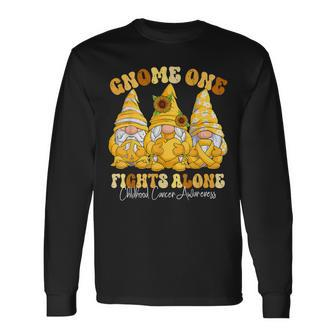 Childhood Cancer Awareness Month Gold Ribbon Gnomies Long Sleeve T-Shirt | Mazezy