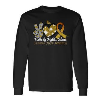 Childhood Cancer Awareness Nobody Fights Alone Support Long Sleeve - Monsterry UK