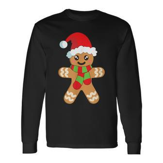 Christmas Baking Cookie Cute Gingerbread Man Long Sleeve T-Shirt - Seseable