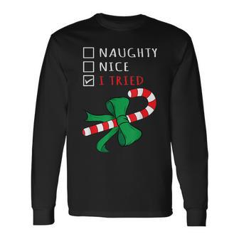 Christmas Candy Cane I Tried Checklist Long Sleeve T-Shirt - Monsterry CA