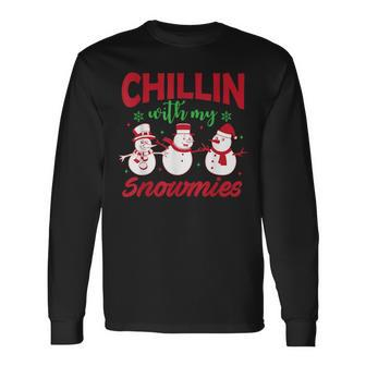 Christmas Chillin With My Snowmies Snowman Long Sleeve T-Shirt - Monsterry CA