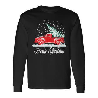 Christmas Classic Old Red Truck Vintage Pick Up Xmas Tree Long Sleeve T-Shirt | Mazezy