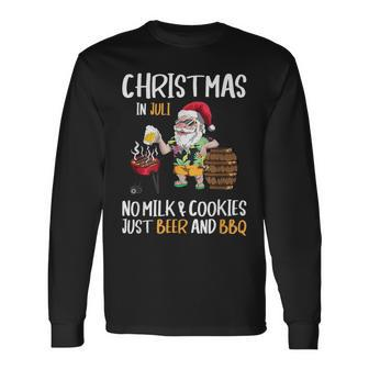 Christmas In July Santa Claus Goes On Holiday Barbecue Party Long Sleeve T-Shirt - Monsterry AU