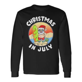 Christmas In July Santa Summer Beach Christmas In July Party Long Sleeve T-Shirt - Monsterry UK