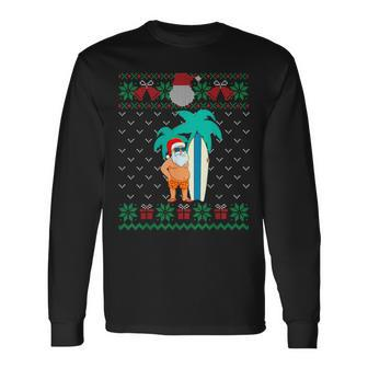 Christmas In July Summer Santa Ugly Xmas Sweater Tropical Long Sleeve T-Shirt | Mazezy