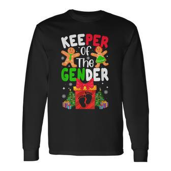 Christmas Keeper Gender Reveal Baby Announcement Pregnancy Long Sleeve T-Shirt | Mazezy