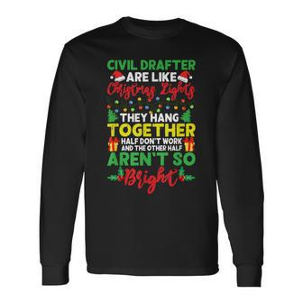 Christmas Light Civil Drafter Xmas Holiday Long Sleeve T-Shirt | Mazezy