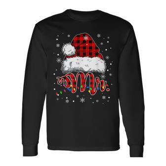 Christmas Mr And Mrs Claus Matching Pajamas Plaid Couples Long Sleeve T-Shirt - Seseable