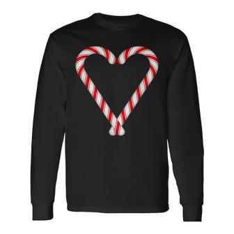 Christmas Sweets Candy Canes Heart Long Sleeve T-Shirt - Seseable