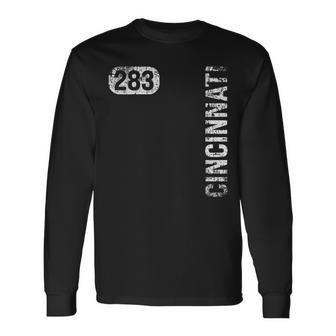Cincinnati Ohio 283 Area Code Vintage Retro Long Sleeve T-Shirt | Mazezy