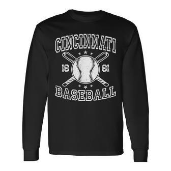 Cincinnati Retro Ohio Vintage Baseball Pride Us State Long Sleeve T-Shirt - Monsterry DE