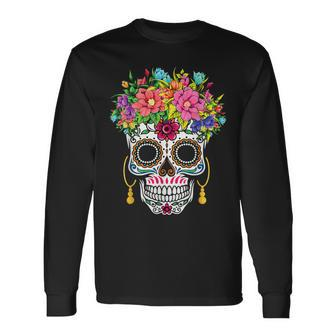 Cinco De Mayo Sugar Skull Dia De Los Muertos Day Of Dead Long Sleeve T-Shirt - Monsterry DE