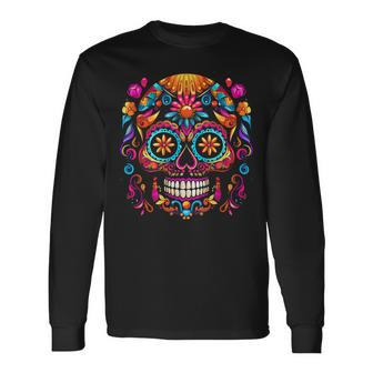 Cinco De Mayo Sugar Skull Dia De Los Muertos Day Of Dead Long Sleeve T-Shirt | Mazezy