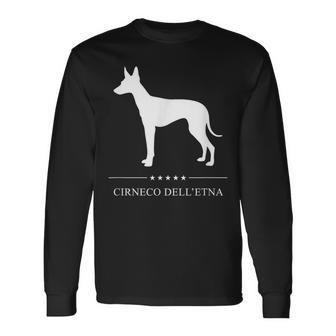 Cirneco Dell'etna Dog White Silhouette Long Sleeve T-Shirt | Mazezy